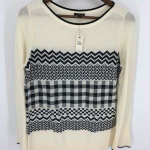Talbots Black and Cream Patterned Sweater